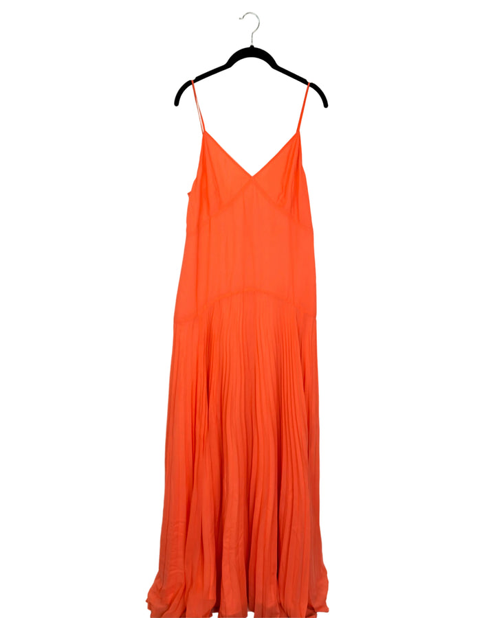 Orange Pleated Long Dress - Size 6/8