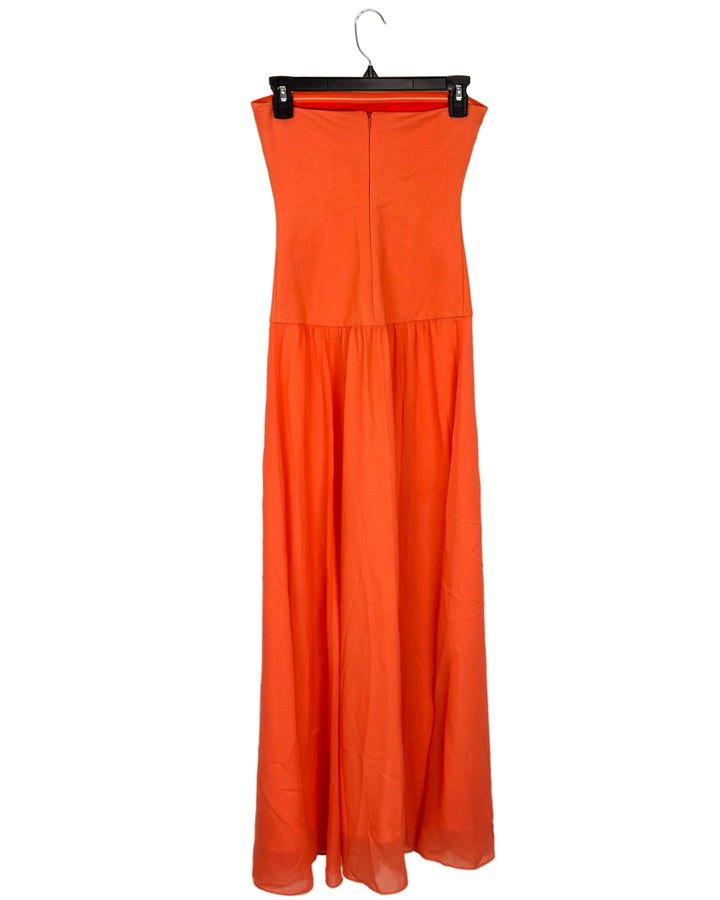 Orange Long Dress with Flowy Hem- Size 4