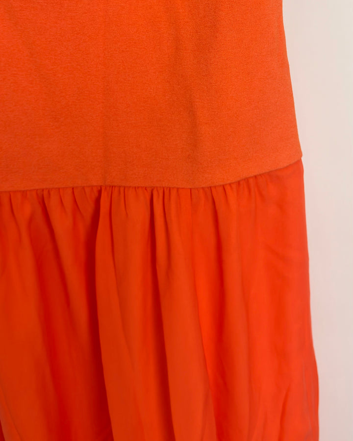 Orange Long Dress with Flowy Hem- Size 4