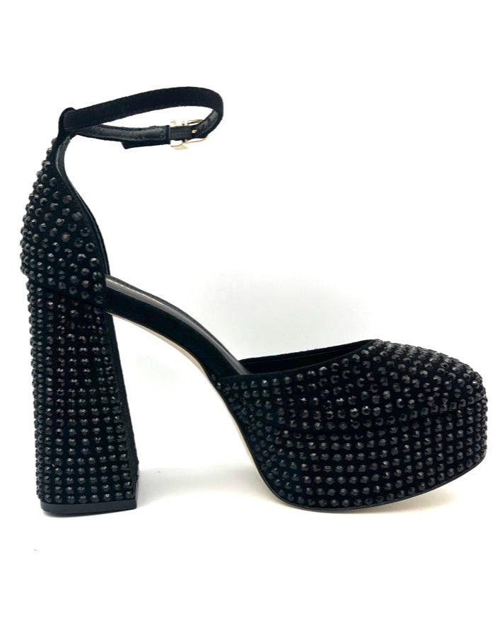Black Rhinestone Platform Heels - Size 7.5, 8.5, and 10