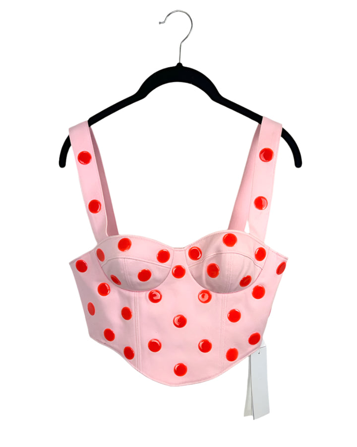 Area Pink Polka Dot Bustier Top - Size 4