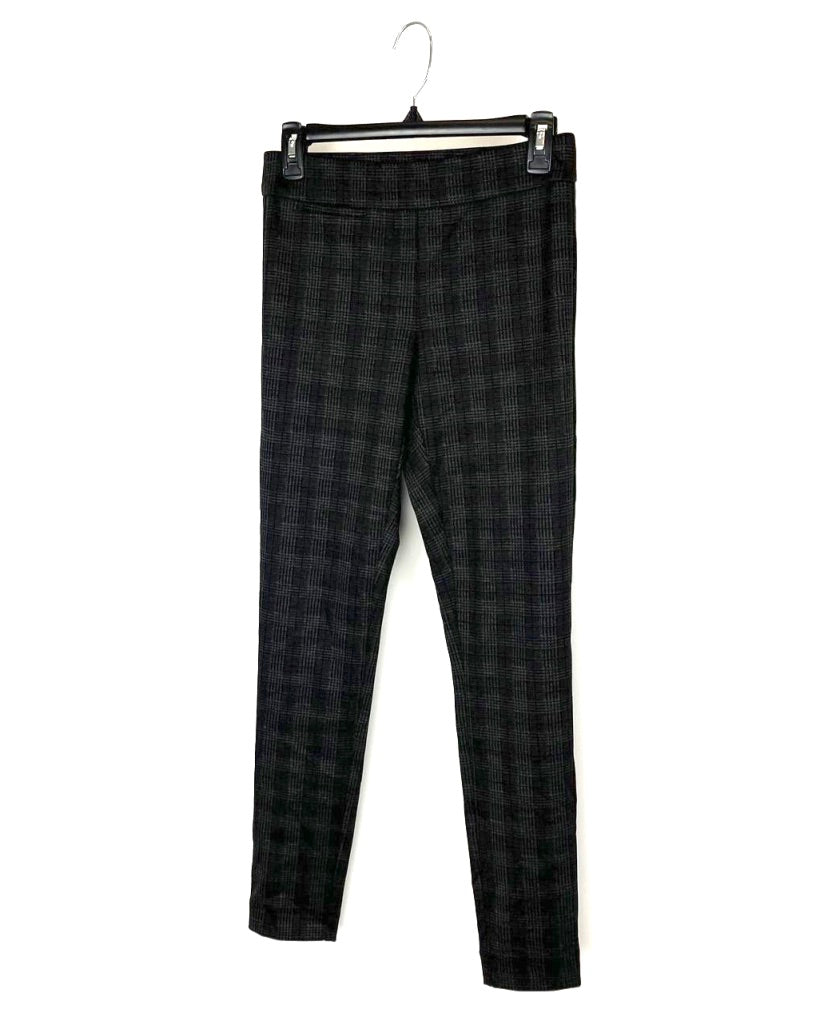 Black And Grey Plaid Trousers - Size 4-6