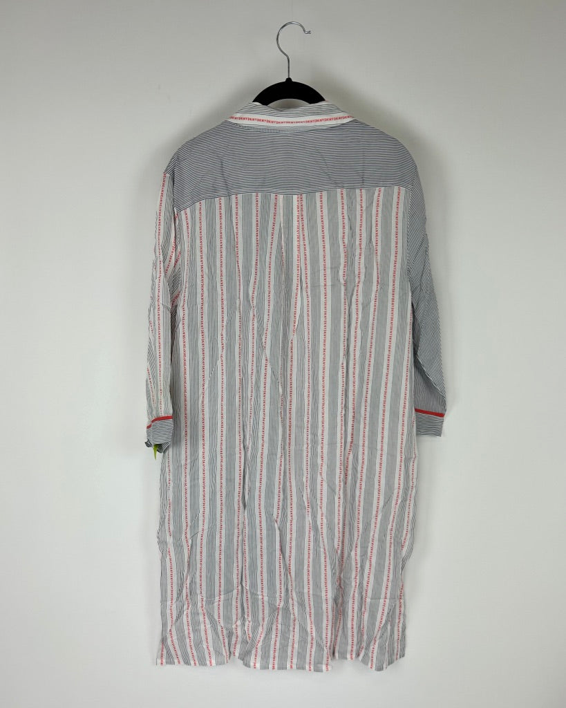 Gray and White Stripe Nightgown - Size 4/6