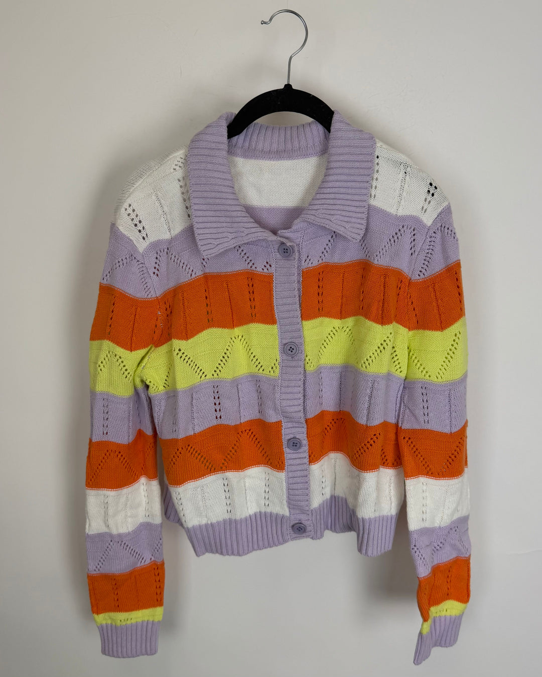 Multi Color Striped Knit Cardigan - Size 4/6