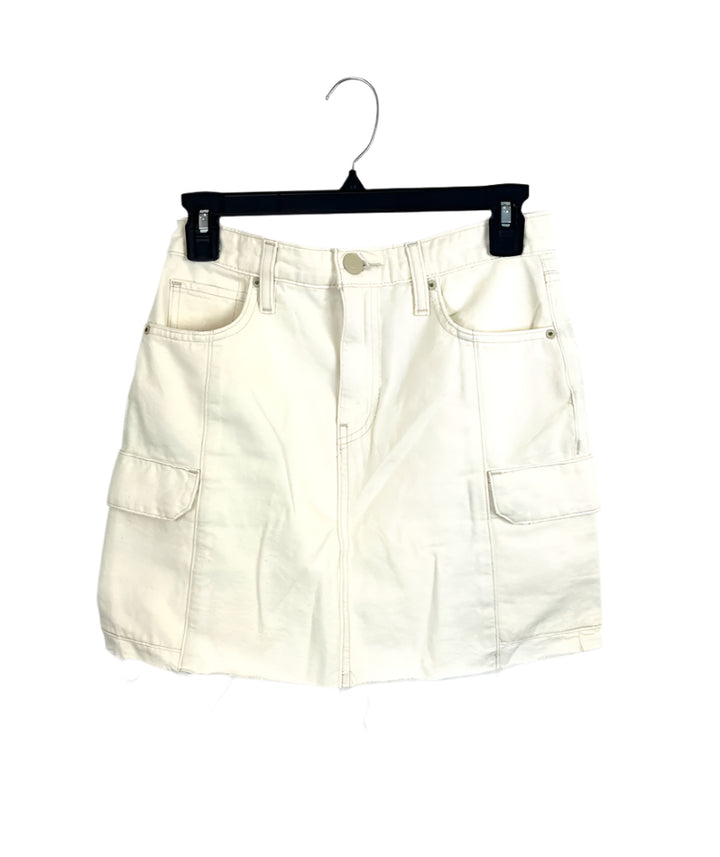 Hudson Cream Cargo Denim Skirt - Size 25 Waist