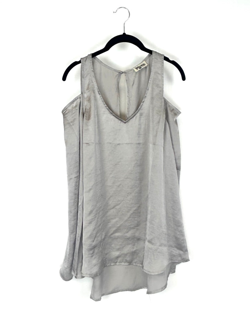 Gray Open Shoulder Shirt - Extra Small