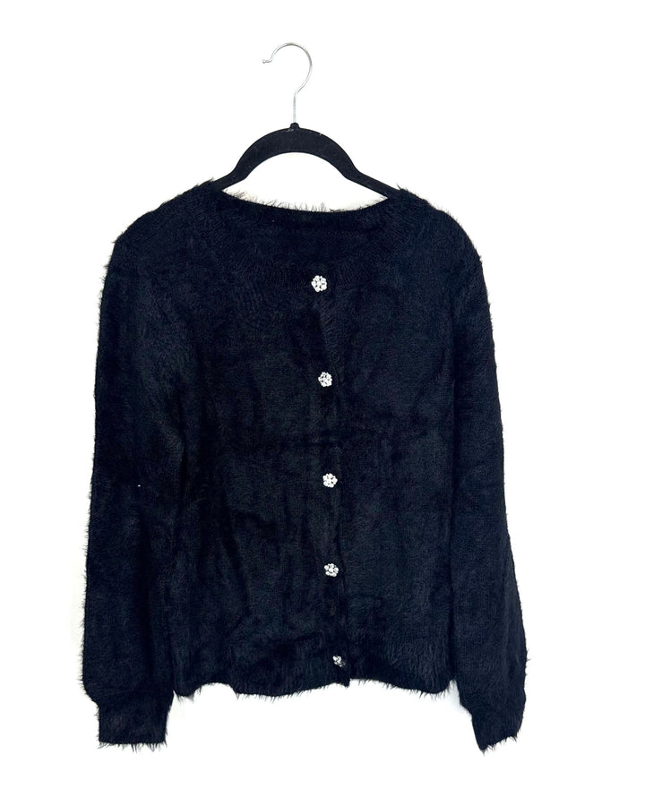 Black Fuzzy Long Sleeve Sweater - Size 2/4