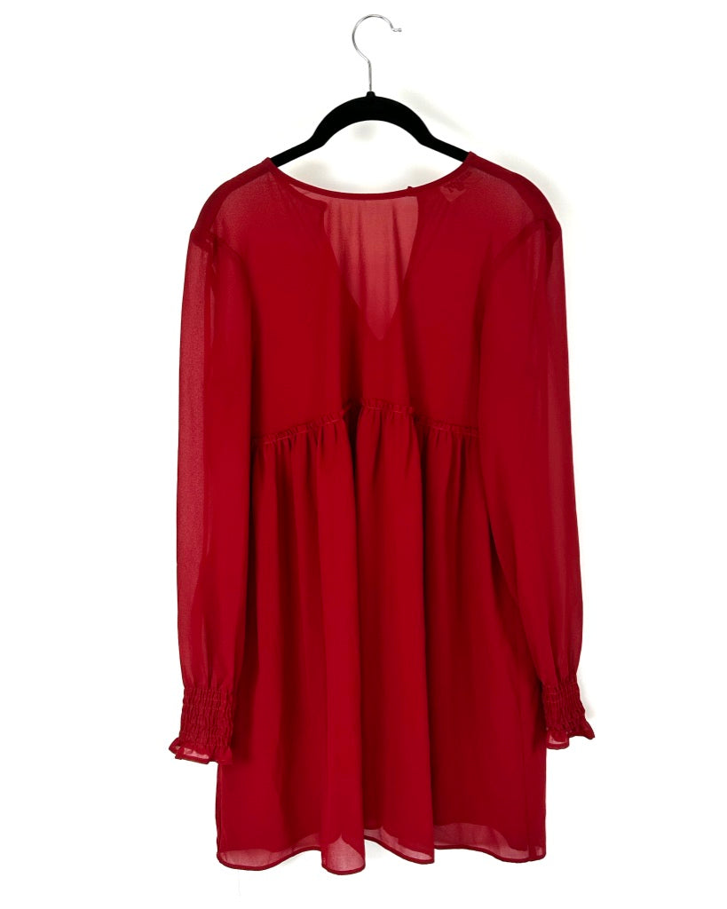 Red Long Sleeve Dress - Small