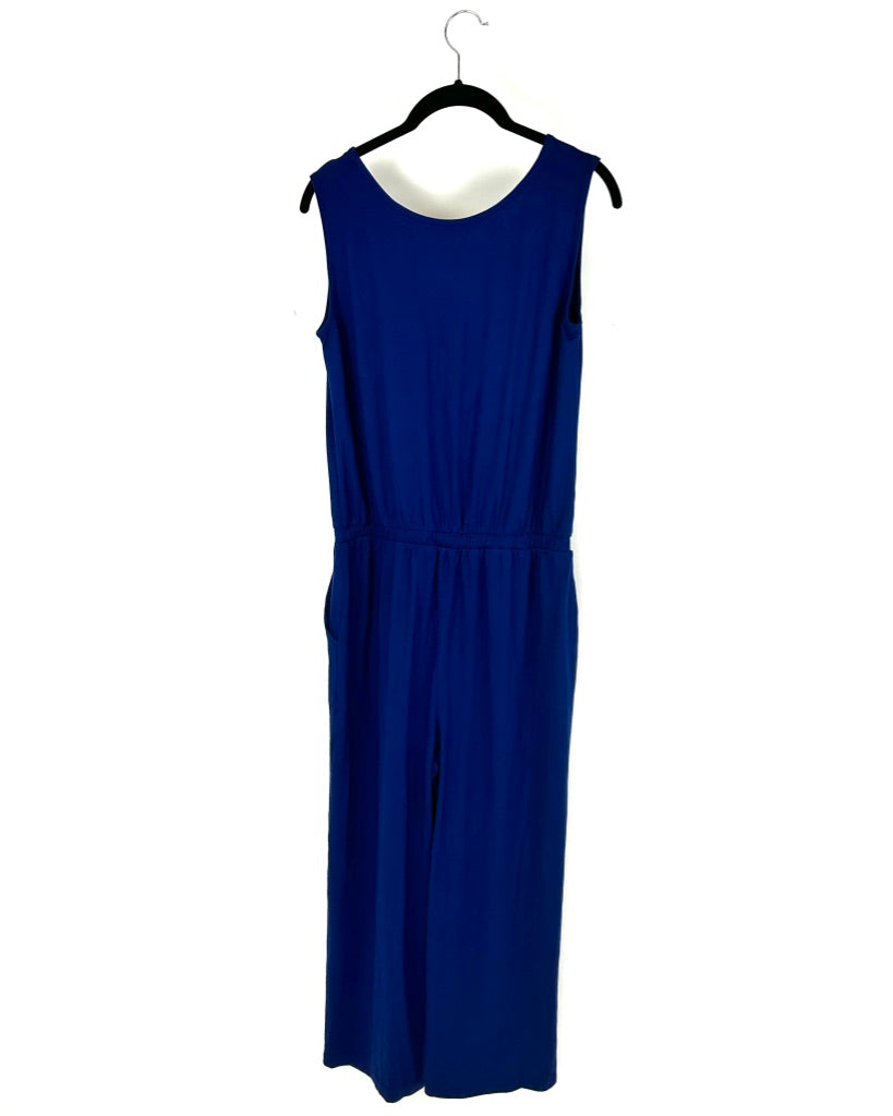 Solid Navy Blue Lounge Jumpsuit - Size 6-8