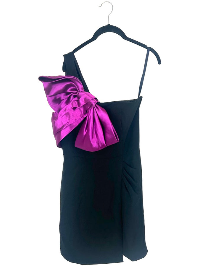 Shoshanna Black And Purple Bow Dress - Size 4