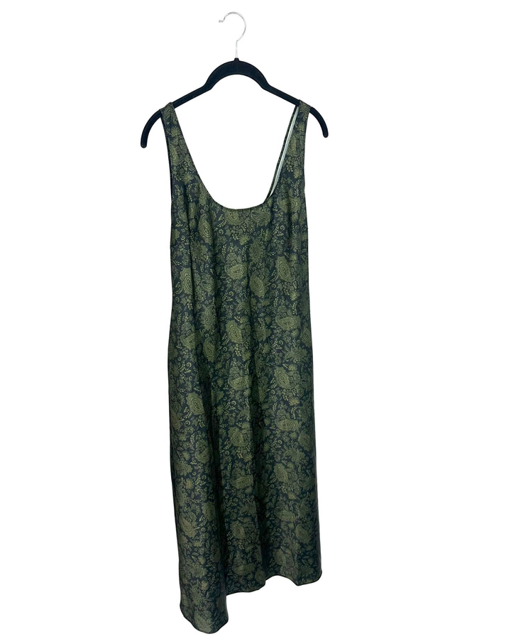 Dark Green Paisley Patterned Dress - Size 2/4
