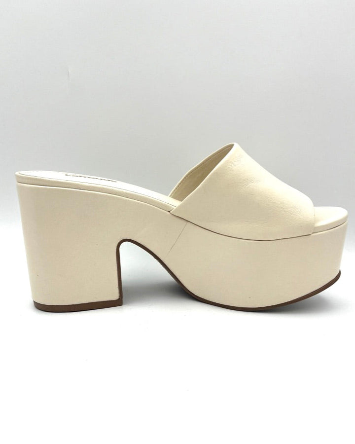 Cream Leather Platform Sandal - Size 6.5, 7, 9.5, and 10