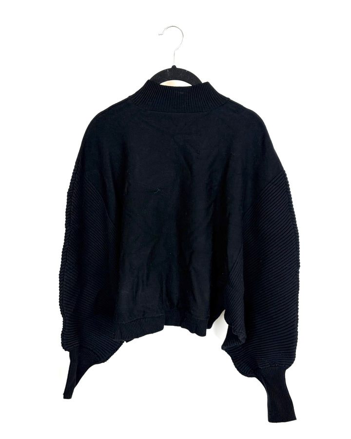 Black Mock Neck Cropped Sweater - Size 6/8