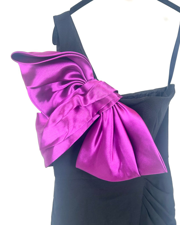 Shoshanna Black And Purple Bow Dress - Size 4