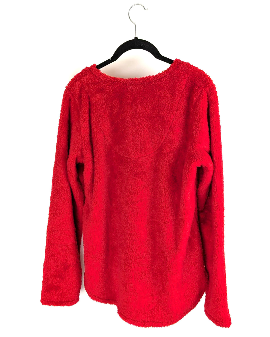 Bright Red Fuzzy Long-Sleeve Pullover - Size 4