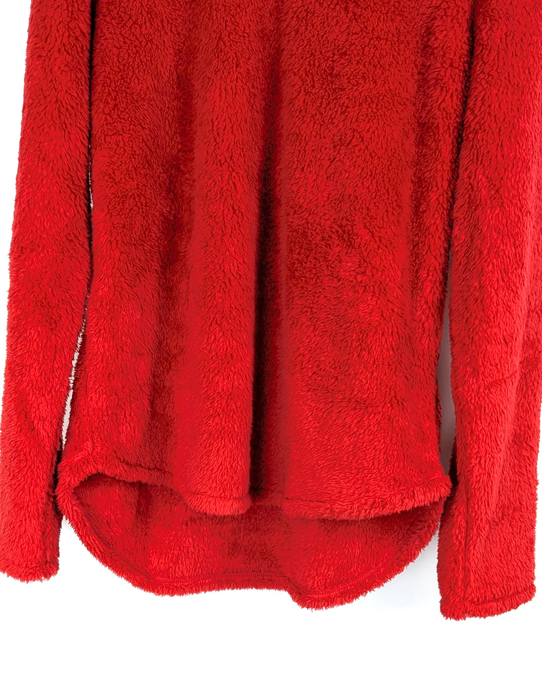 Bright Red Fuzzy Long-Sleeve Pullover - Size 4