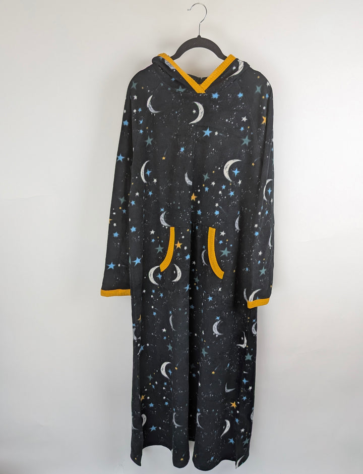 Black Hooded Lounge Dress - Medium