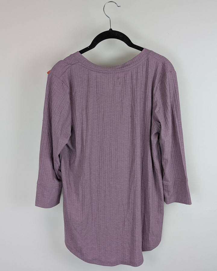 Lilac Flowy Cropped Sleeve Buttoned Top - Small, Extra Extra Large