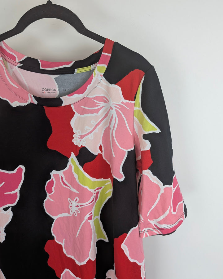 Pink Tropical Bloom Tunic Top - Size 4