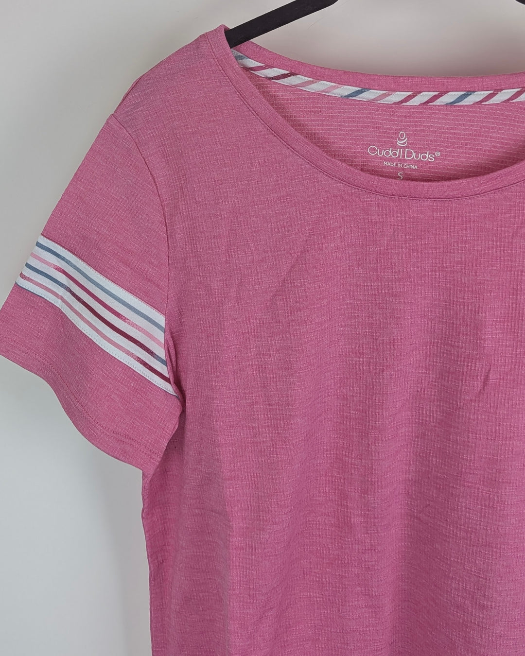 Pink Striped Sleeve T-Shirt - Size 2/4