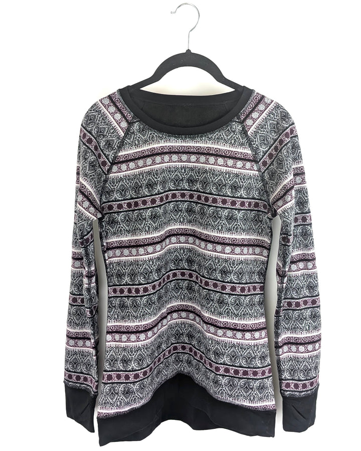 Long Sleeve Fleecewear Patterned Knit Pullover- Size 2/4