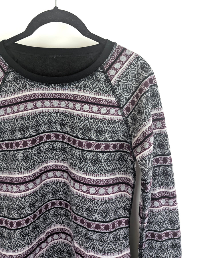 Long Sleeve Fleecewear Patterned Knit Pullover- Size 2/4