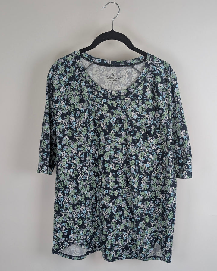 Blue Floral Pajama Top - Small