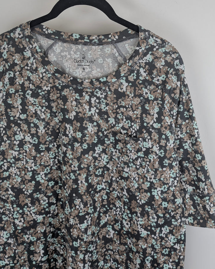 Brown Floral Pajama Top - Size 2/4
