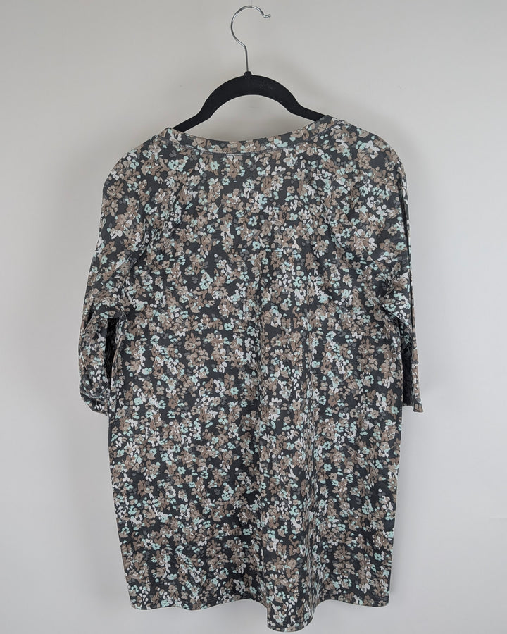 Brown Floral Pajama Top - Size 2/4
