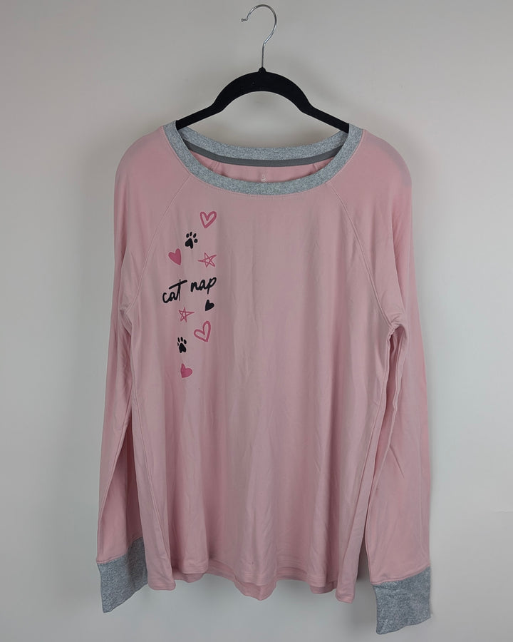 Light Pink Long-Sleeve Lounge Top - Extra Small