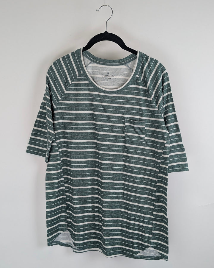 Green Striped Pajama Top - Size 4/6