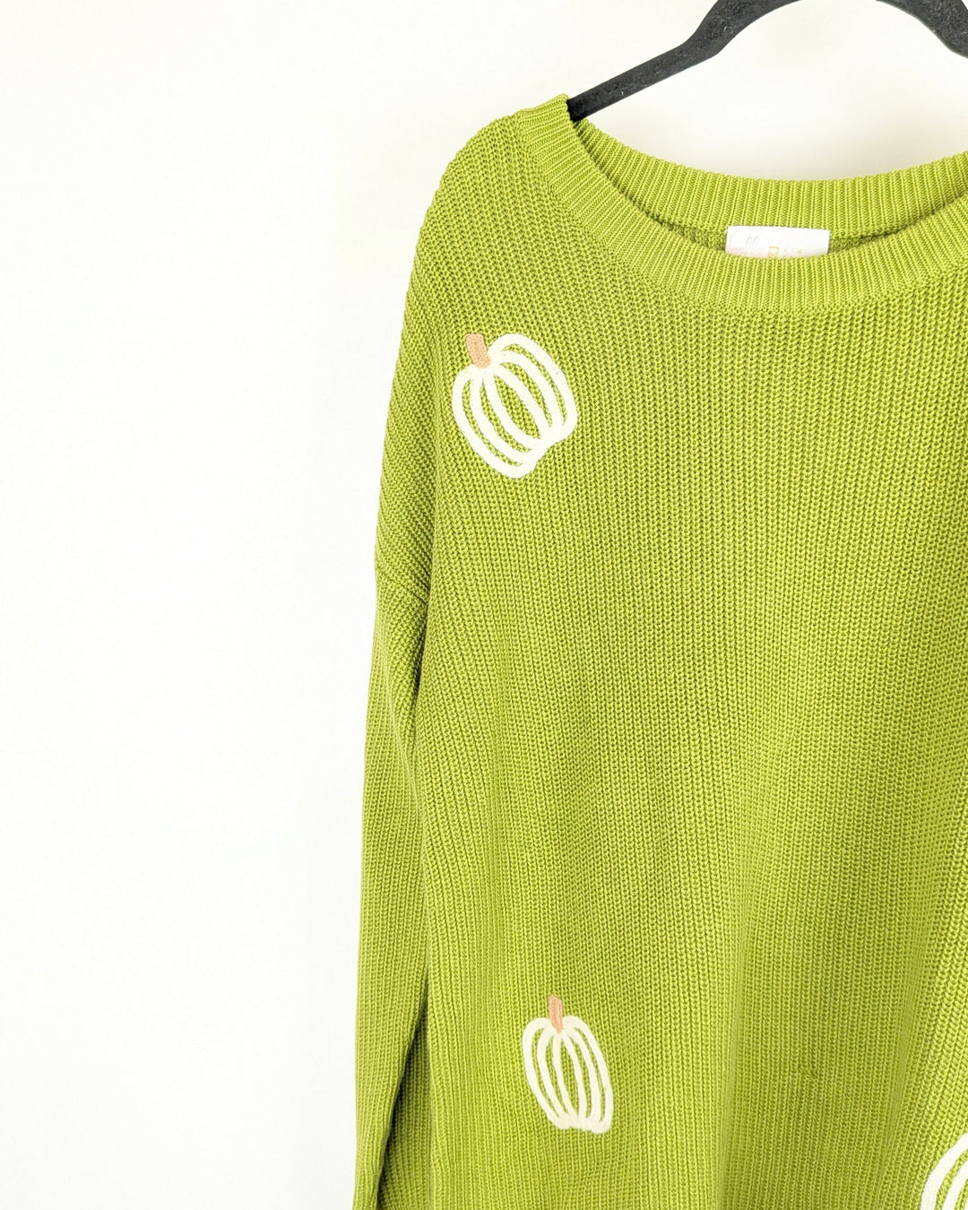 Lime Green Pumpkin Sweater - Size 6/8