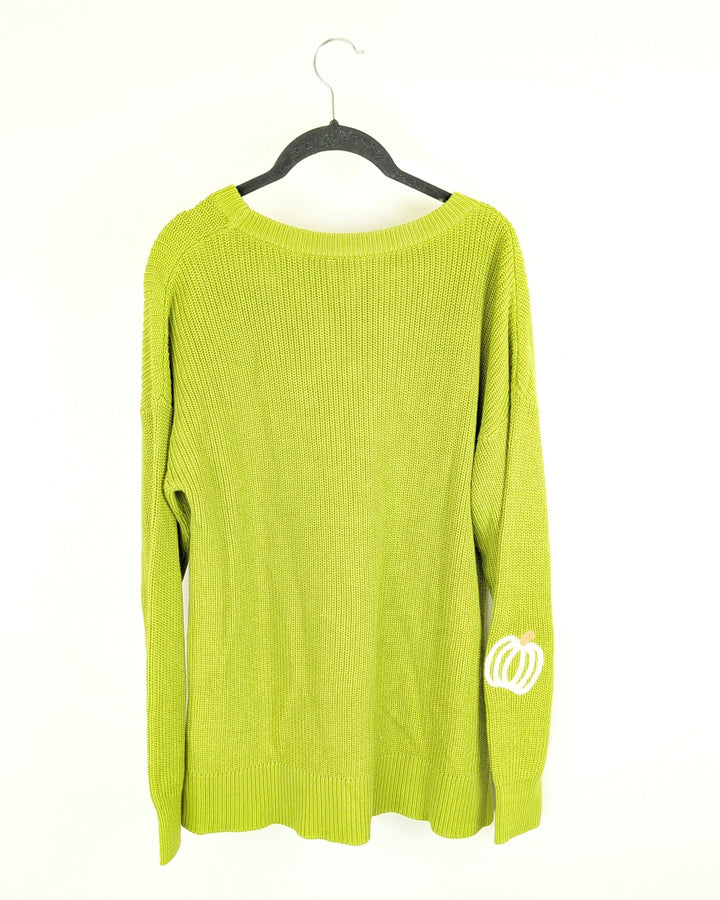 Lime Green Pumpkin Sweater - Size 6/8