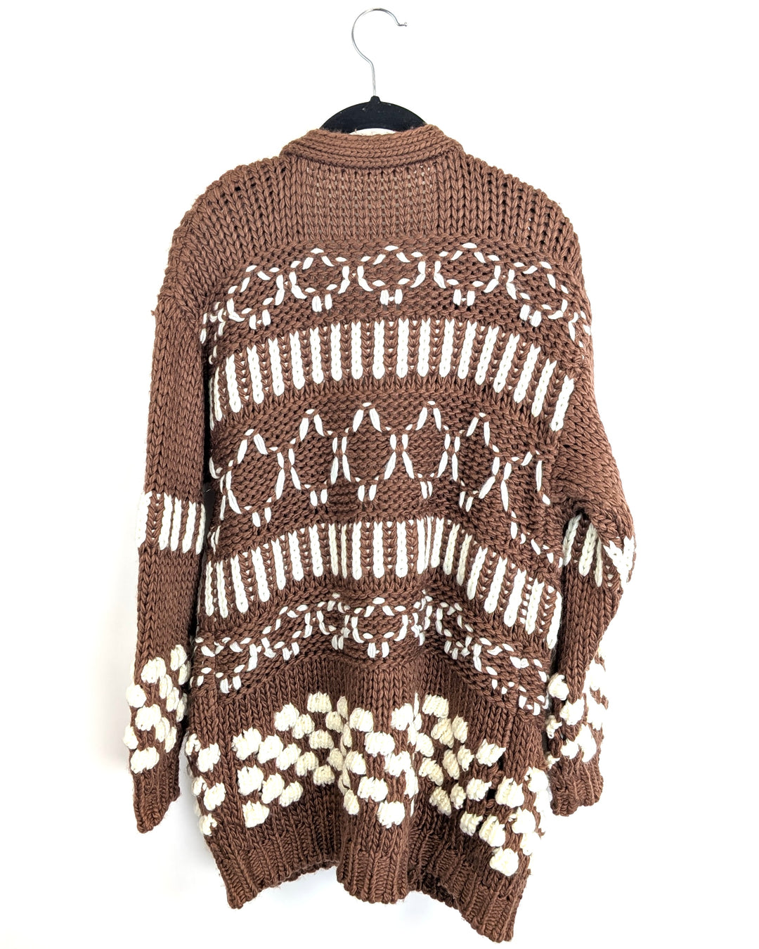 Chocolate Brown Chunky Knit Cardigan - Small