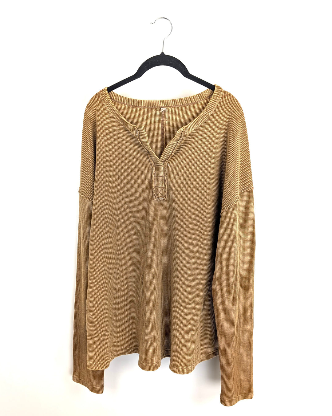 Caramel Waffle Knit Long Sleeve Top - Extra Large