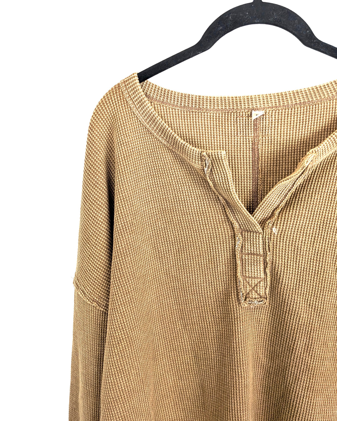 Caramel Waffle Knit Long Sleeve Top - Extra Large