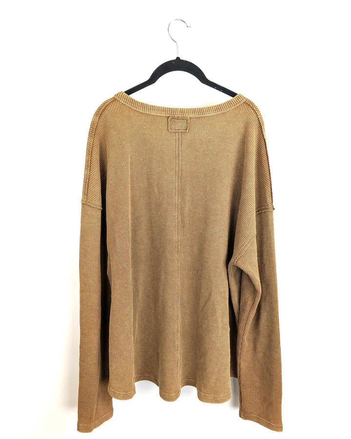 Caramel Waffle Knit Long Sleeve Top - Extra Large