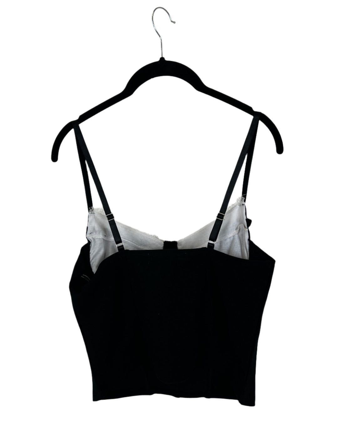 Black Bustier Top With White Lace Detail - Size 6/8