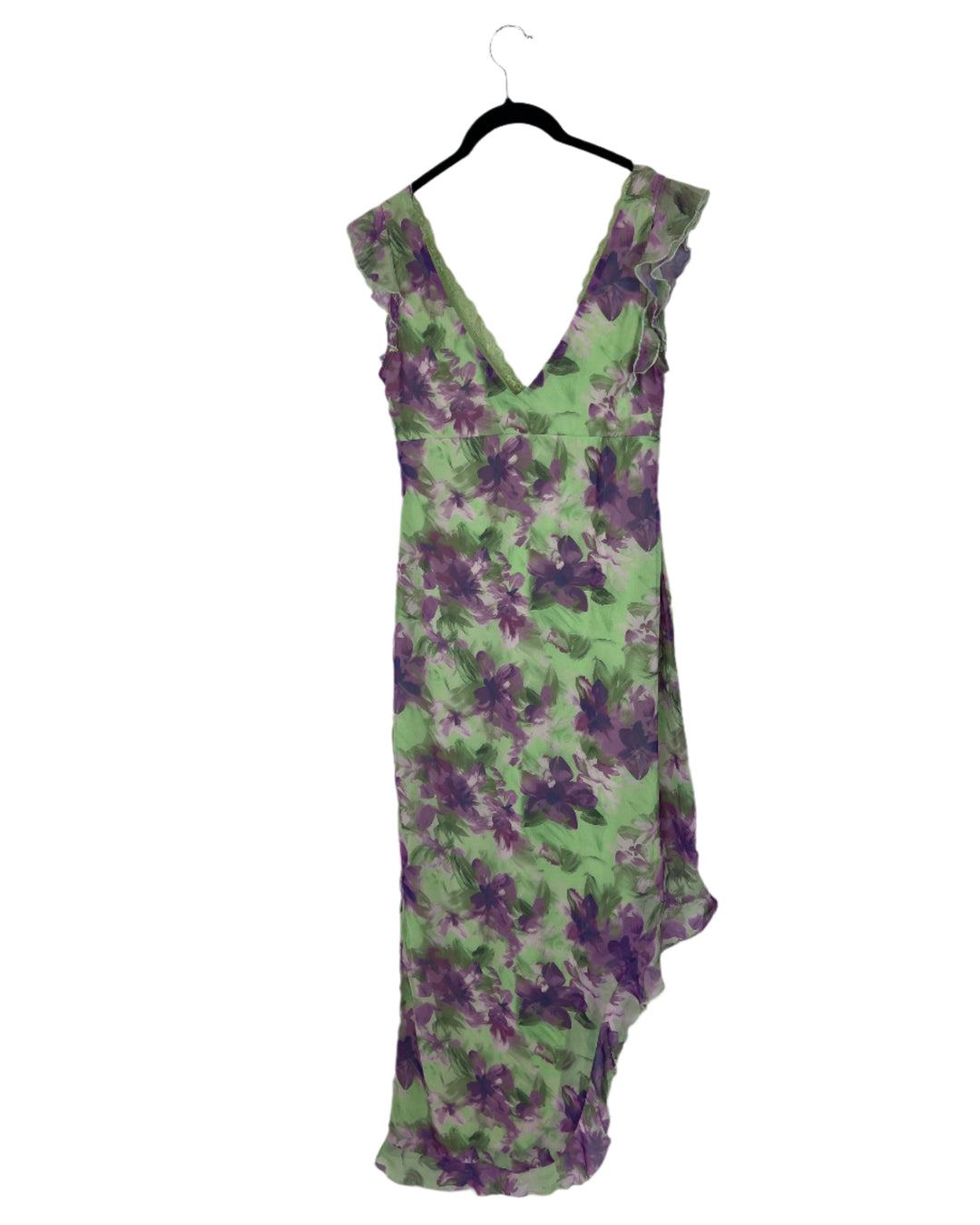 Green and Purple Floral Dress - Size 4/6