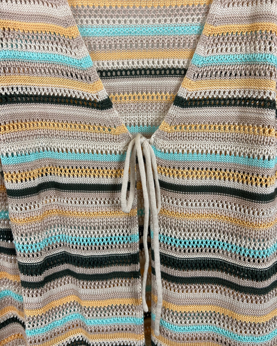 Tan Striped Crochet Cardigan - Size 4/6