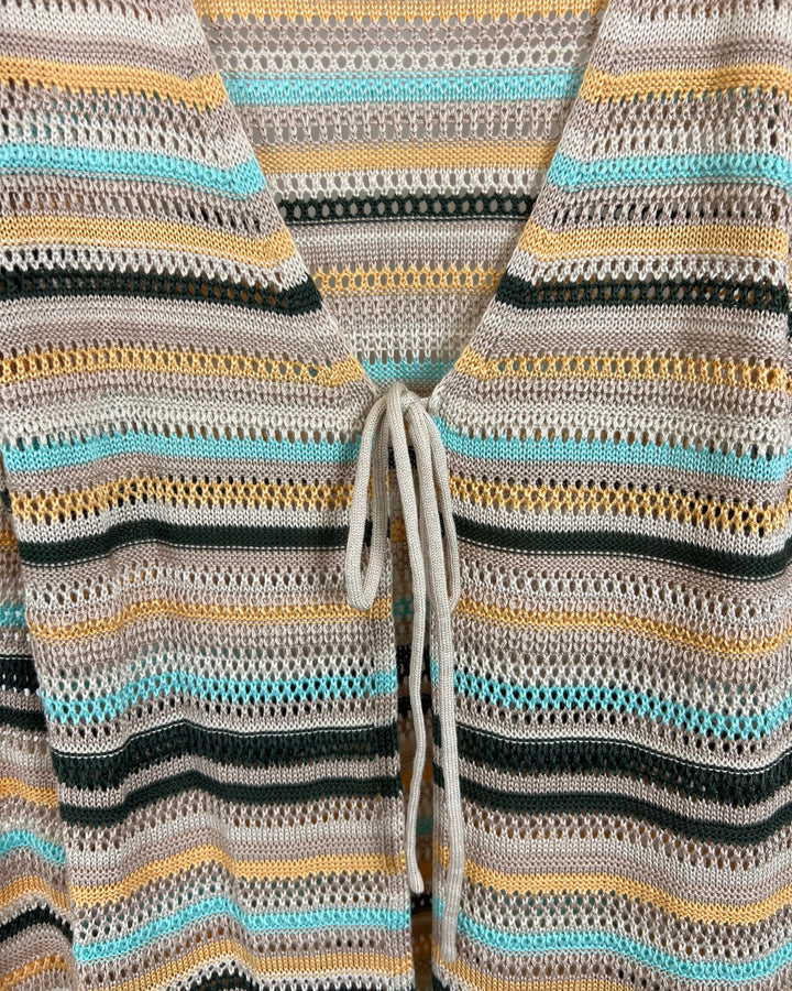 Tan Striped Crochet Cardigan - Size 4/6