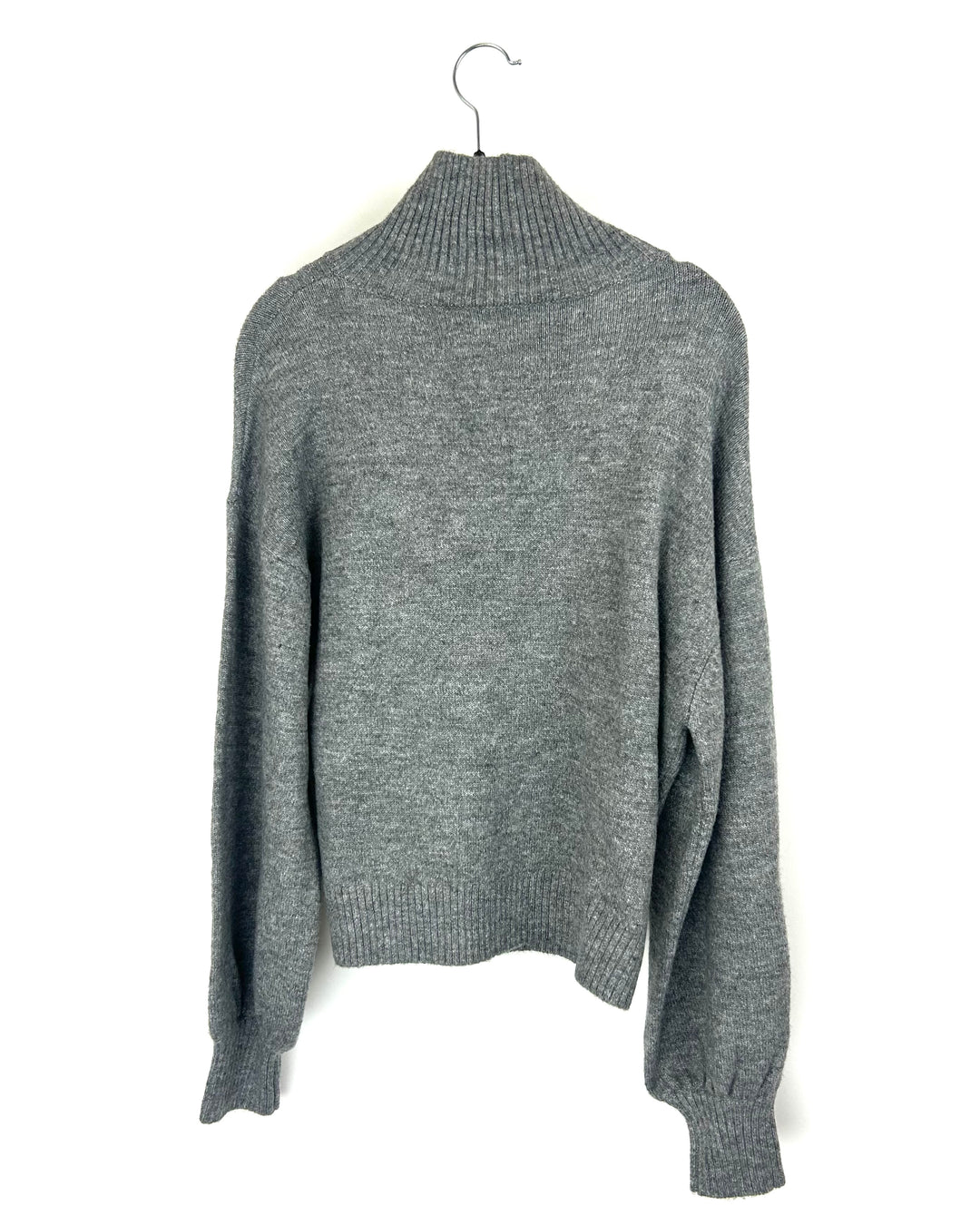 Dark Gray Cropped Quarter Zip Sweater - Medium