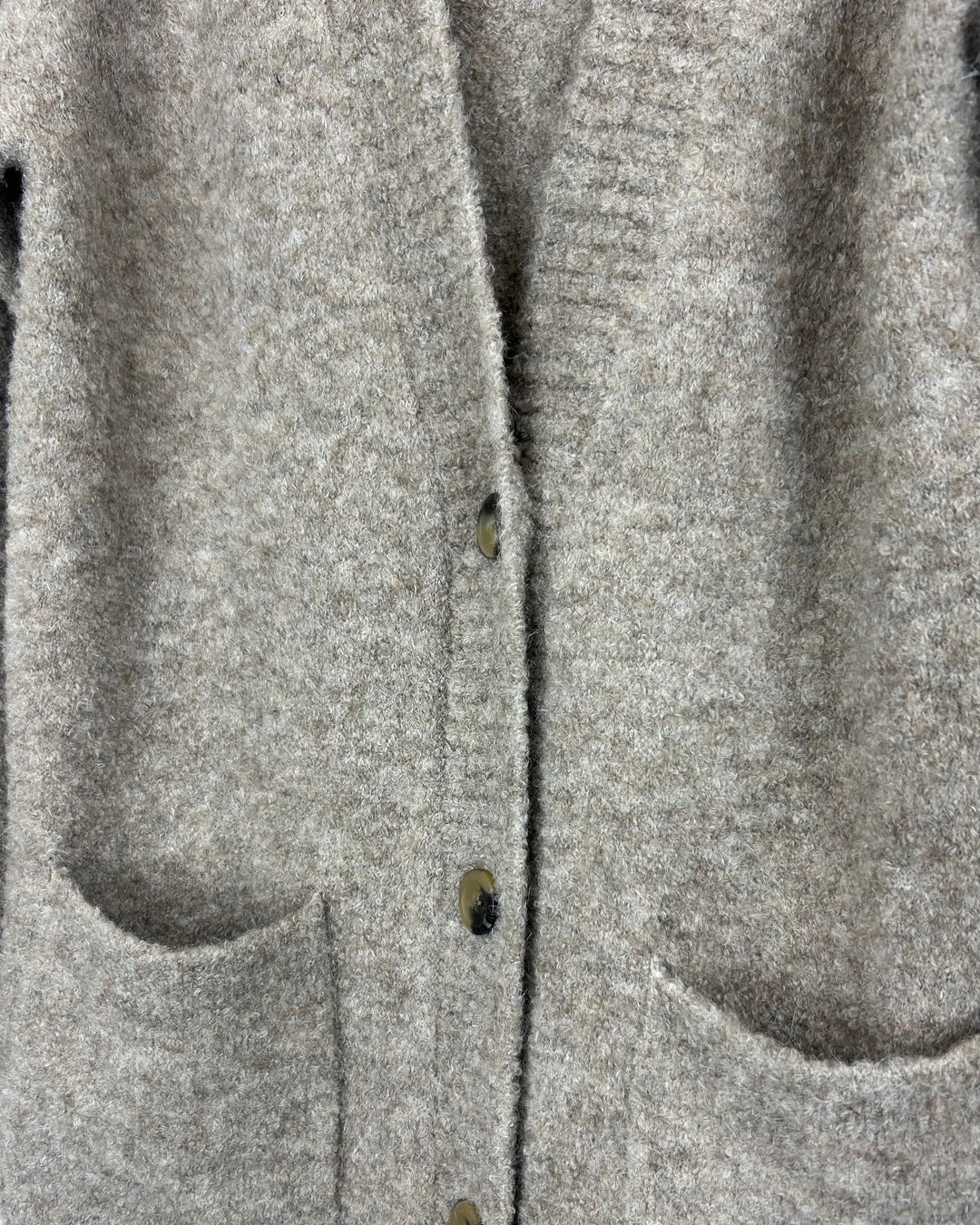 Light Brown Long Button-Up Cardigan - Large