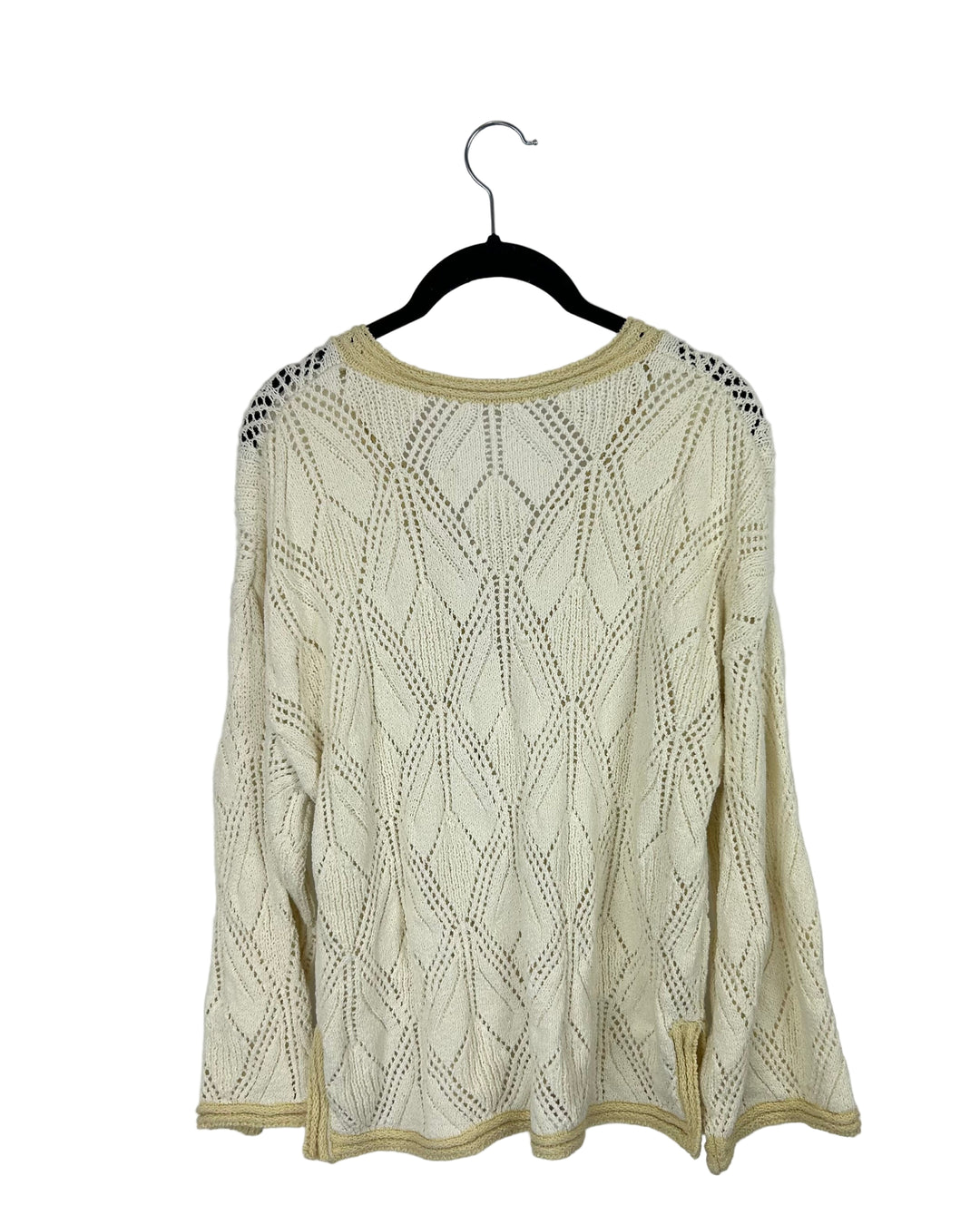 Cream Boho Crochet Sweater - Medium