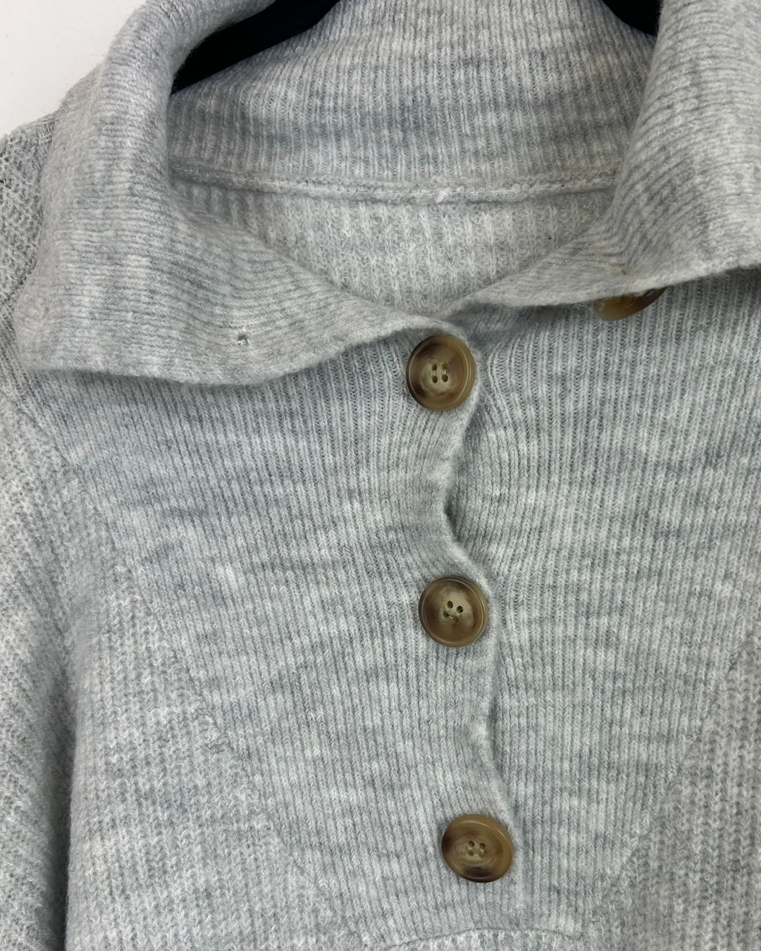 Gray Knit Collared Sweater - Medium