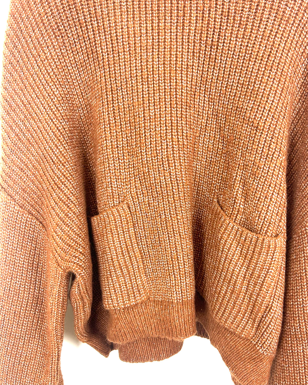 Rust Colored Cropped Knit Sweater - Medium