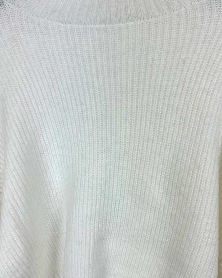 Cream White Mock-Neck Cropped Sweater - Medium