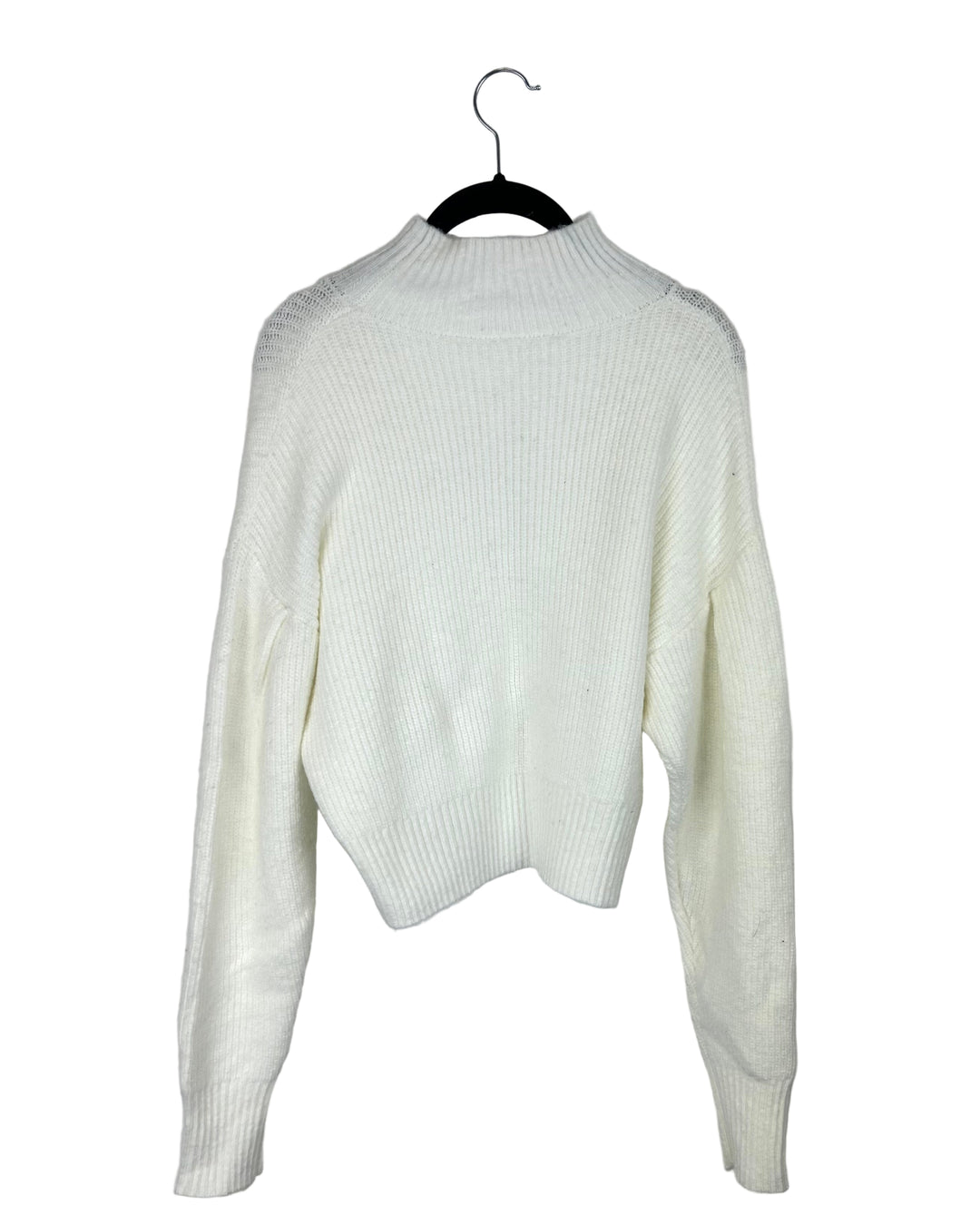 Cream White Mock-Neck Cropped Sweater - Medium
