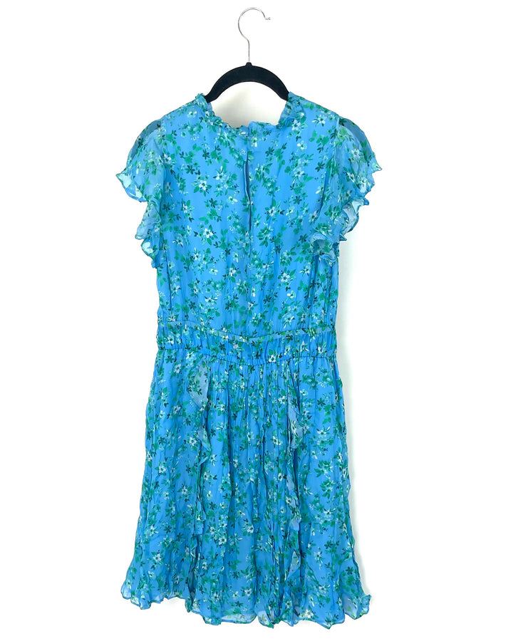Bright Blue Floral Printed Dress - Size 6