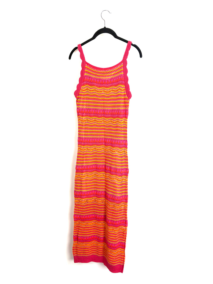 Pink, Orange, Yellow Crochet Dress- Size 2/4